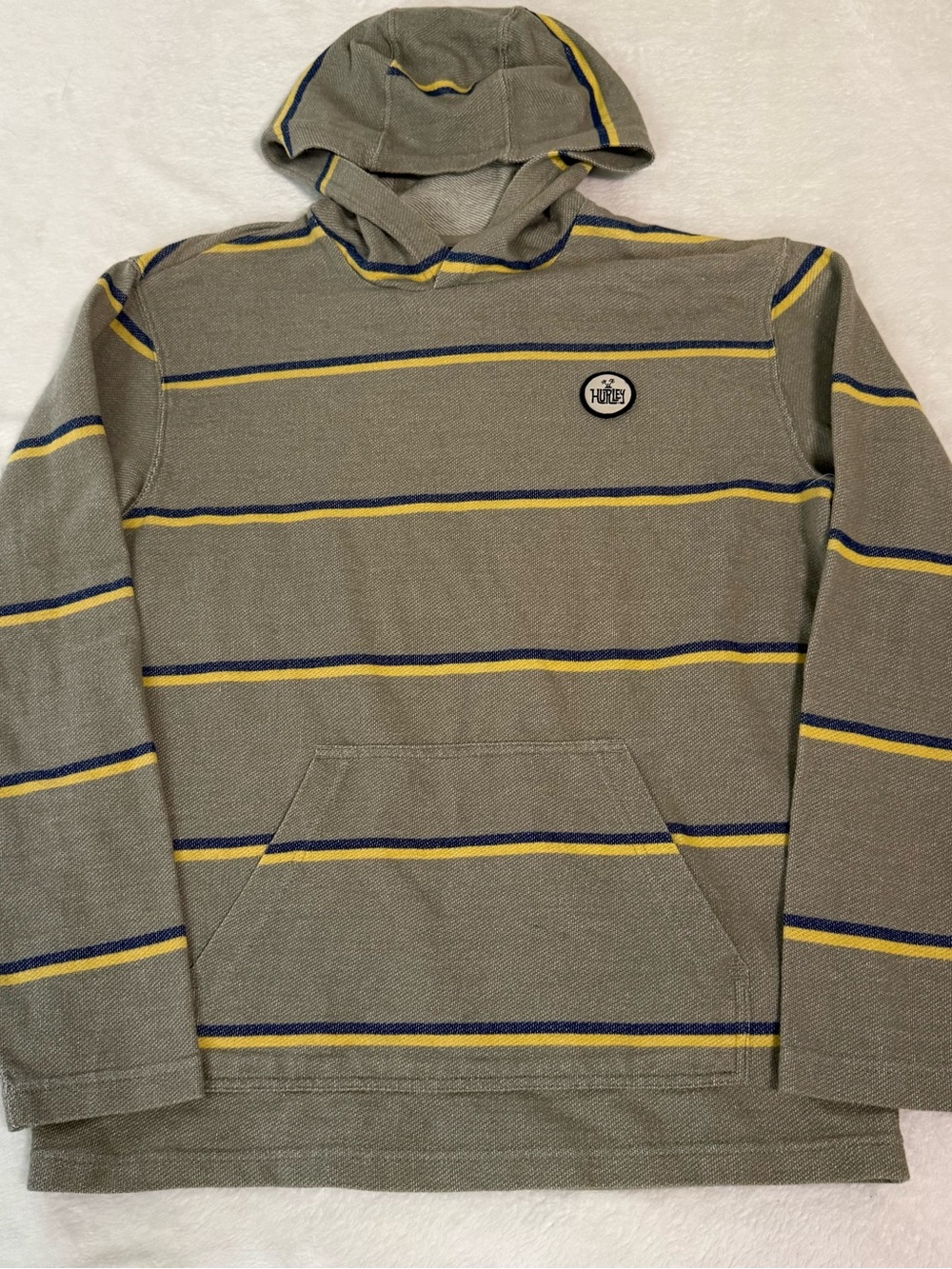 Hurley gray Stripe Hooded Pullover with Yellow & Navy